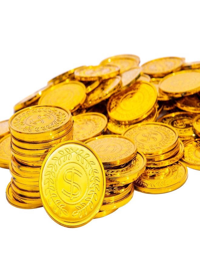 Liatunou 100 Pcs Plastic Gold Coins Bulk,Pirate Gold Coins for Treasure Hunt Games,Party Decorations,Pirate Games,Parade,Rewards,Novelty Party Favors - Image 1